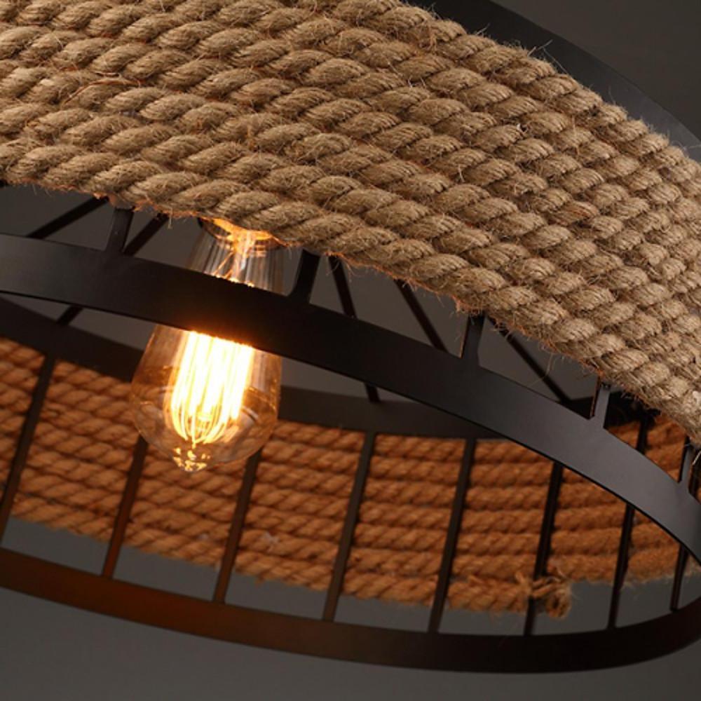 Circular Rope Wrapped Country Chandelier Hanging Lamp Pendant Light Island Lights - Lamp Outdoor